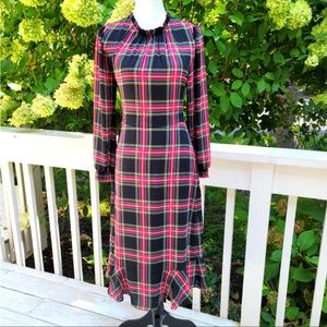 J.Crew Tartan Plaid Smocked Neck Dress Size 18 New